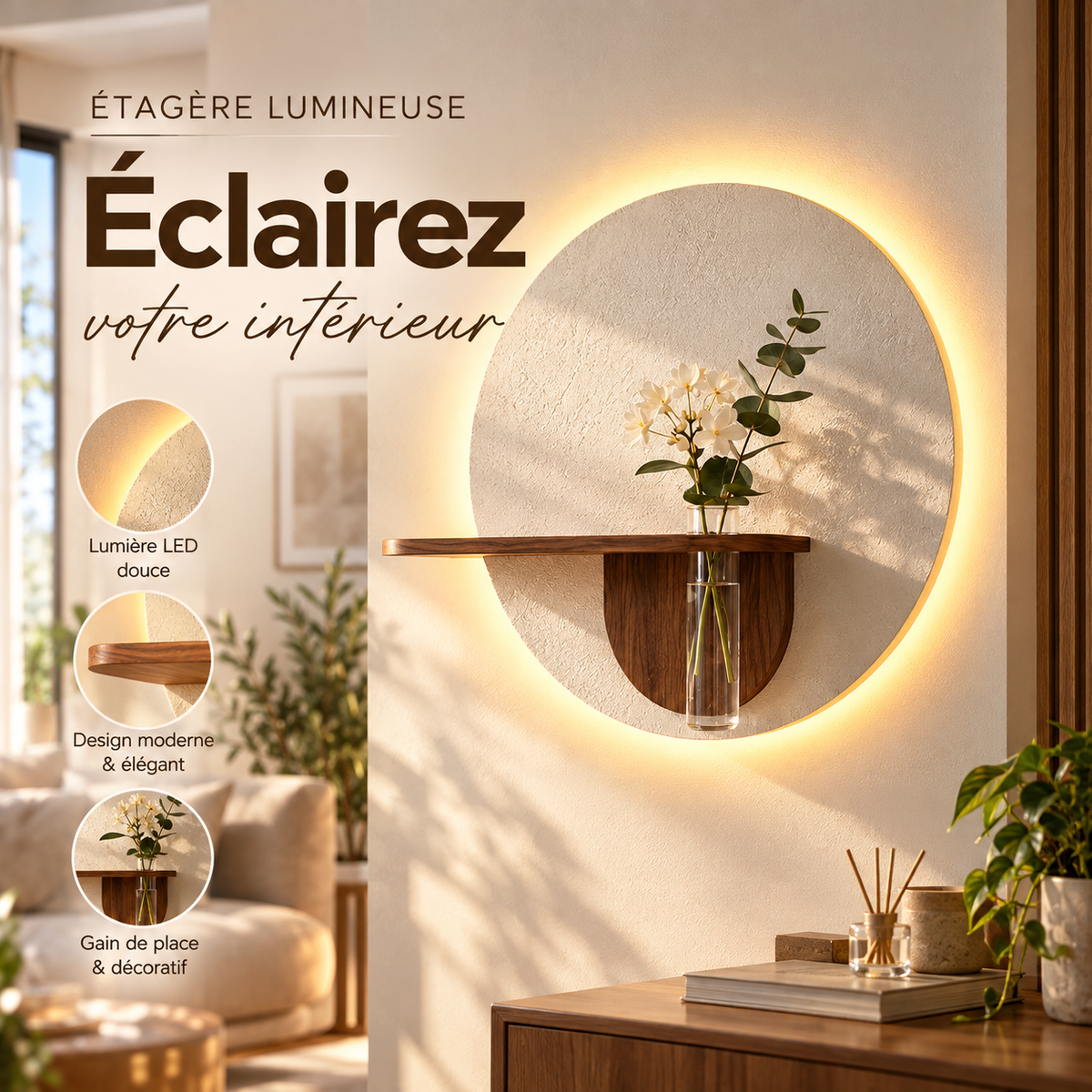 Étagère Lumineuse Ronde