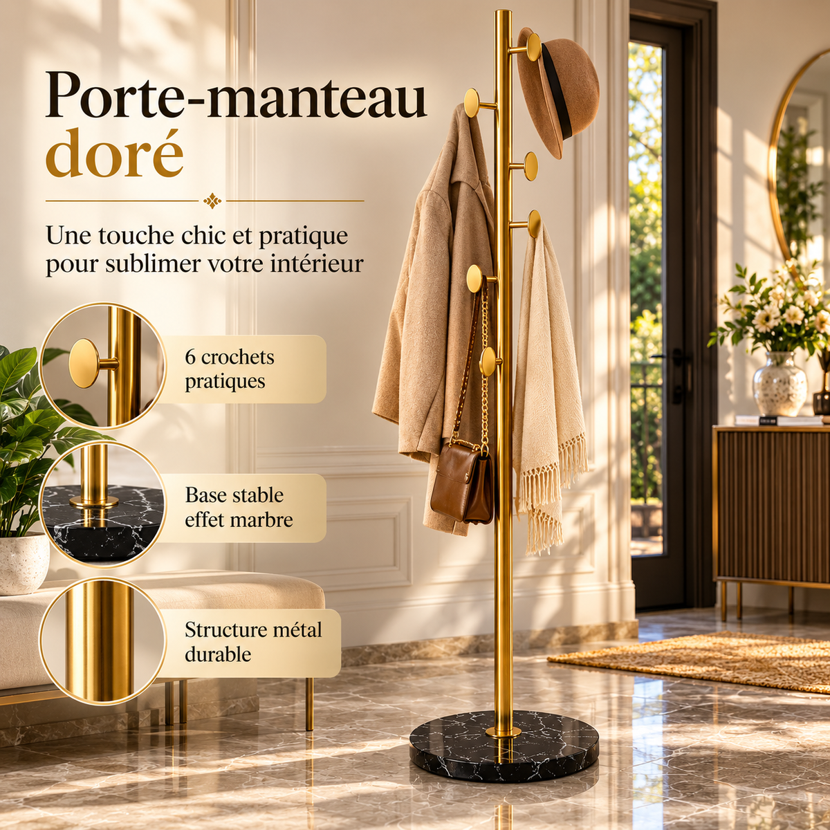 Porte-Manteau sur Pied Métallique – Design & Robustesse