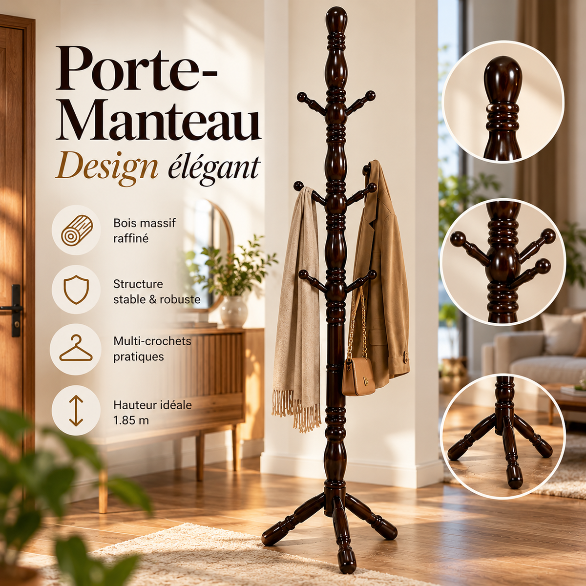 Solid Wood Coat Rack
