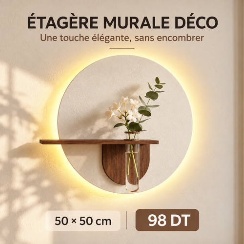 Étagère murale déco miroir LED rond 50x50 cm 98 DT